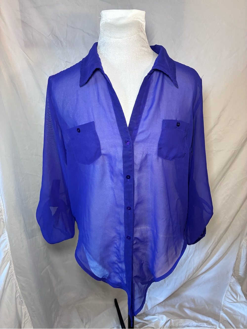 l.e.i Sheer Lace Button Blouse
